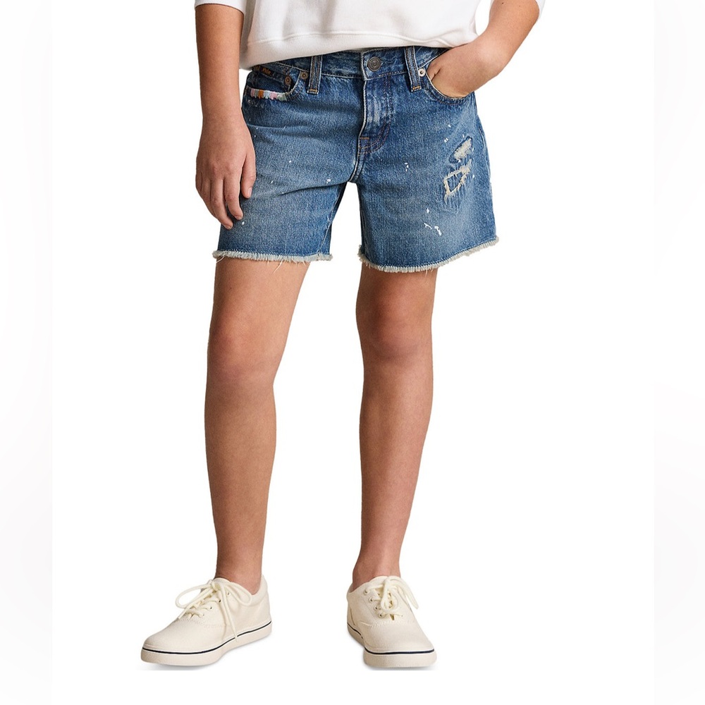 Polo Ralph Lauren
Big Girls Paint-Splatter-Print Cotton Denim Shorts